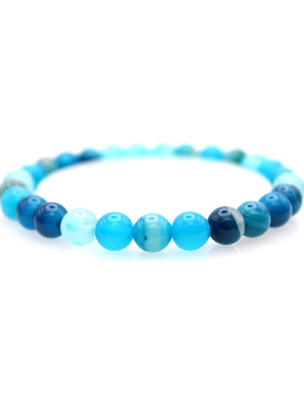 Blue Agate Beaded Stretch Bracelet - Unbranded